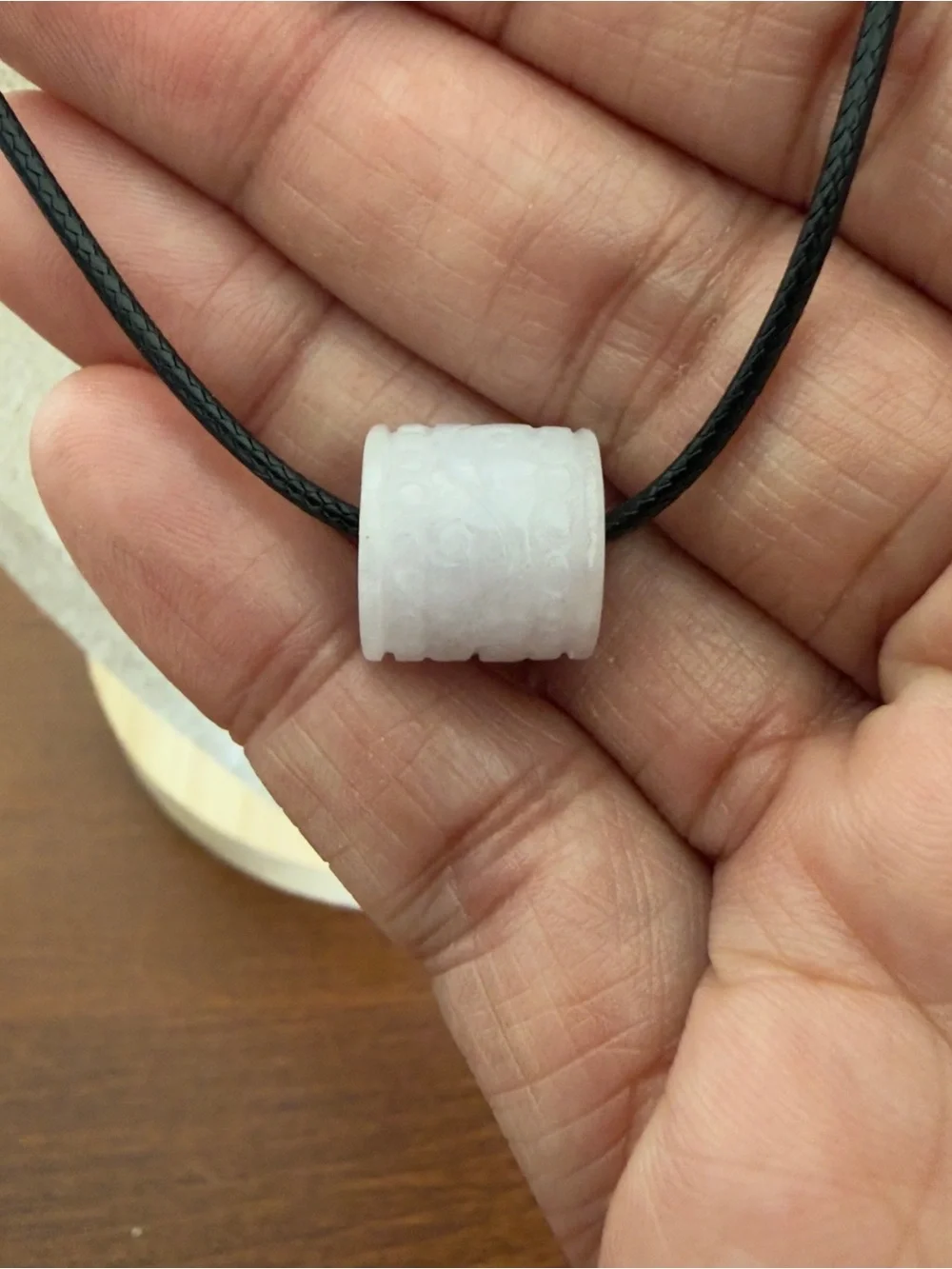 Grade A Burma Jade Lavender Hand-Carved Barrel Pendant